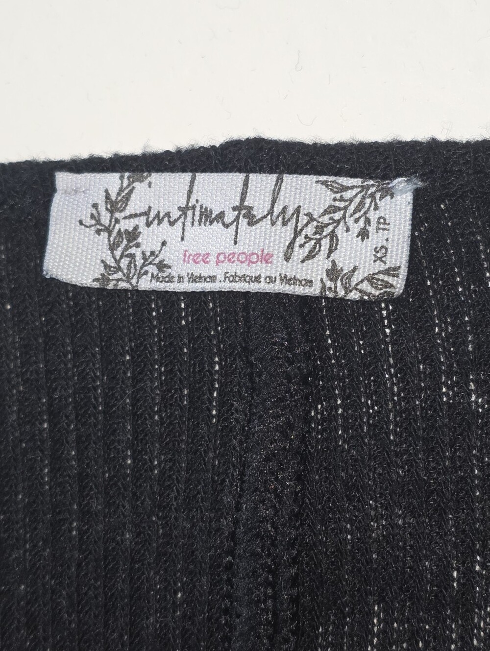 Intimately Free People Black Button Front Lightweight Ribbed Knit Top Size XS - Picture 2 of 3